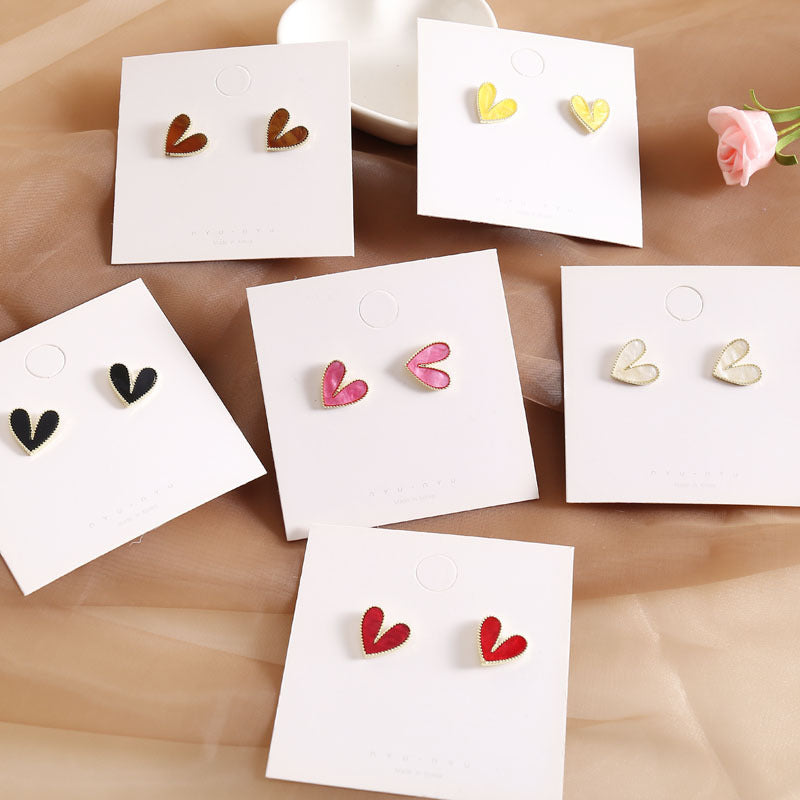 2 Pieces Women Heart Alloy Electroplating Stud Earrings