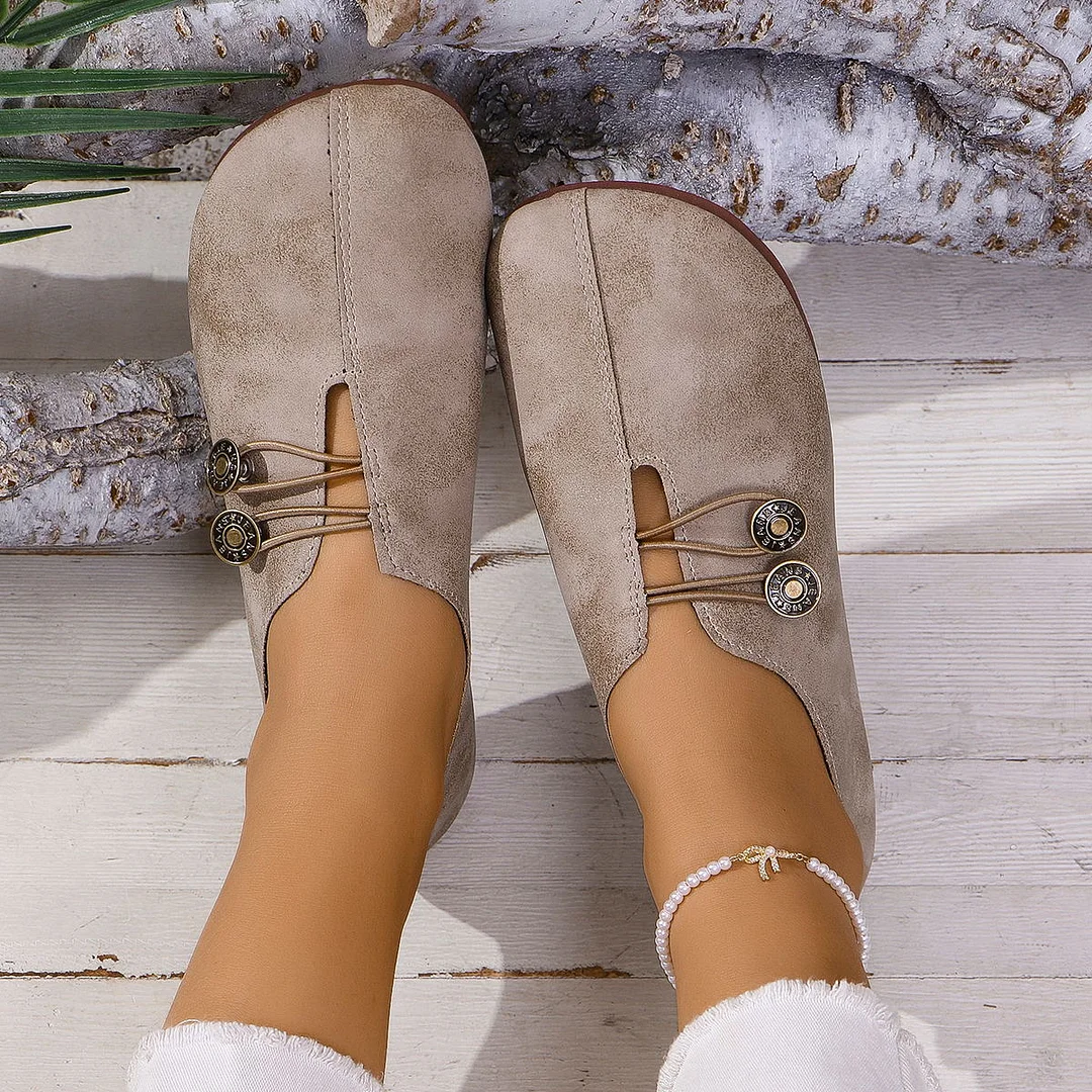 Breakj Breakj Summer New Soft Leather Flat Soles Women's Round Head Shallow One-Foot Pedal Large Women's Shoes