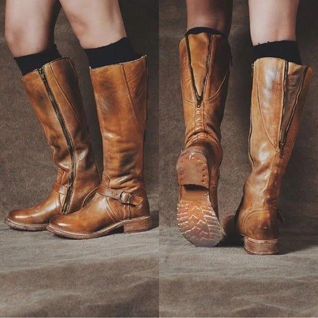 Women's Artificial Leather Zipper Daily Vintage Boots