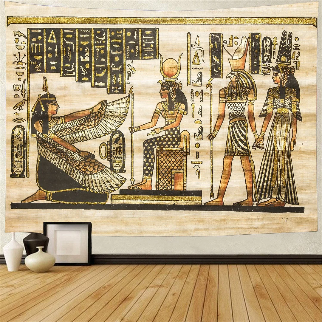 Yellow Ancient Egypt Tapestry Wall Hanging Old Culture Printed Hippie Egyptian Tapestries Wall Cloth Home Decor Vintage Tapestry