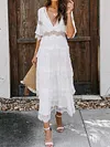 Gauze Split-Joint Short Sleeves Midi Dress