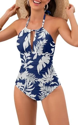 V Neck One Piece Tummy Control Swimsuits