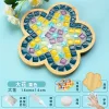 DIY Glass Mosaic Tiles Handmade Mixed Color Mosaic Kits with Wooden Coaster Kits