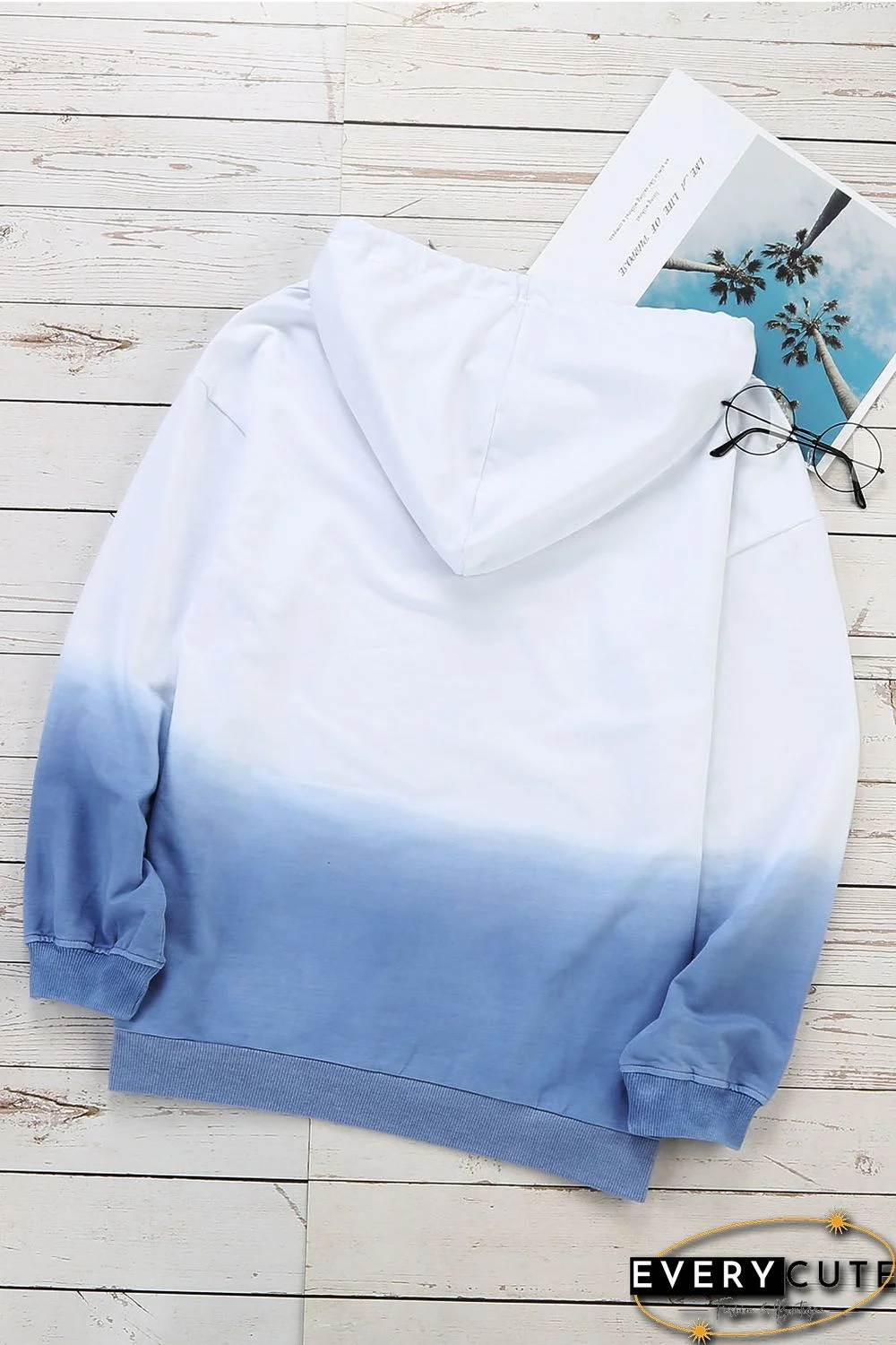 Sky Blue Gradient Long Sleeve Hoodie