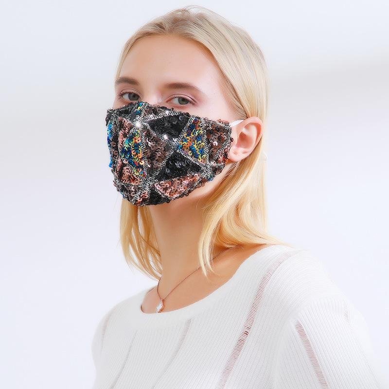 Color sequin women cotton mask