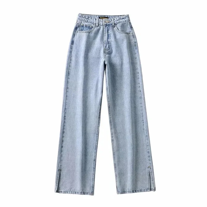 New Slit Denim Jeans for Women Streetwear High Waist Loose e girl Baggy Jeans Cyber y2k Pants Ropa Mujer Pantalones De Mujer