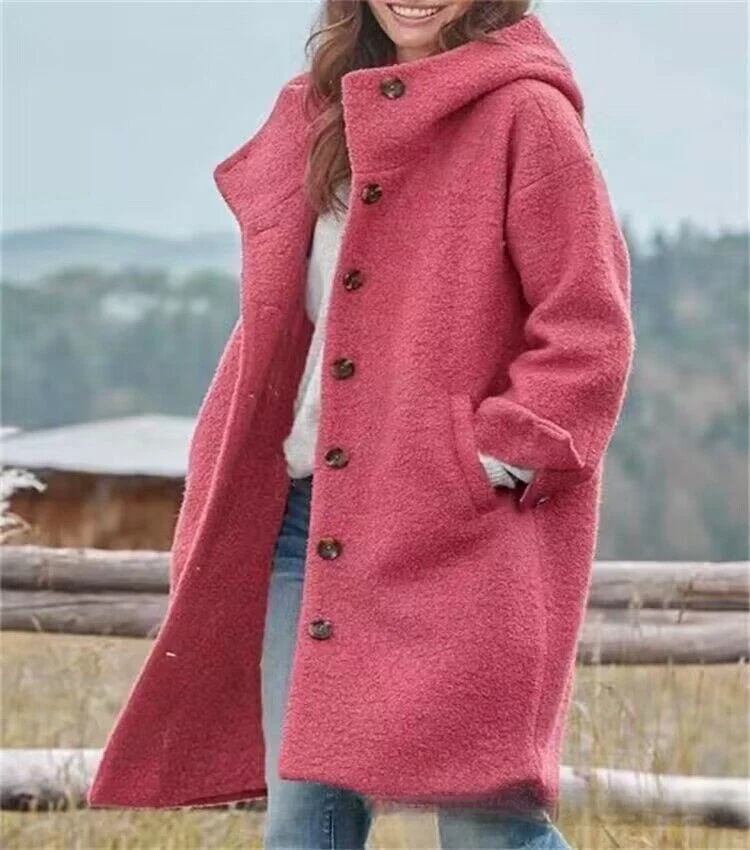 Uveng Uveng Autumn Women's Long-Sleeved Collar Coat Lady Casual Loose Hooded Hair?
