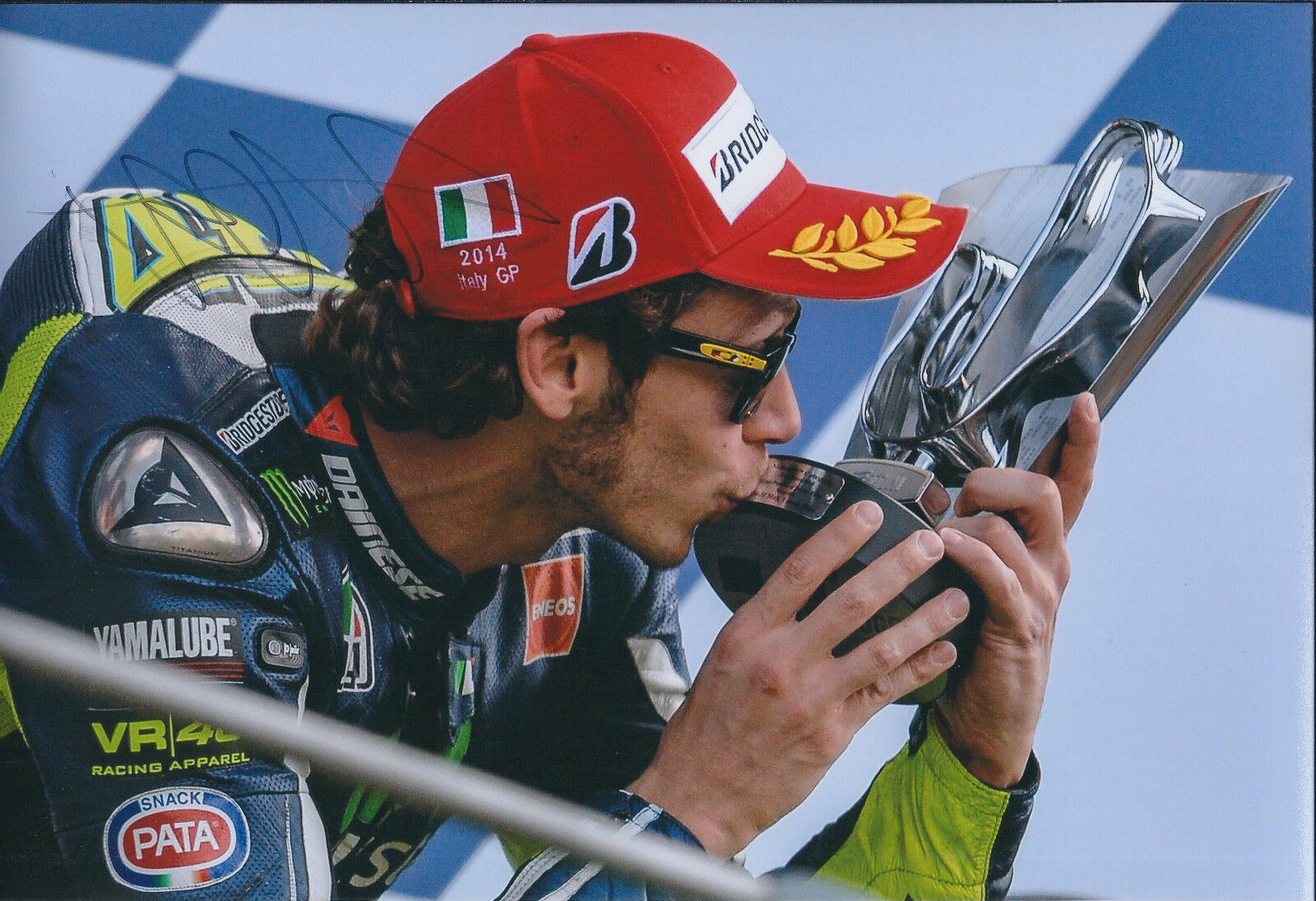 VALENTINO ROSSI Autograph SIGNED YAMAHA Photo Poster painting AFTAL COA Mugello Italy Podium