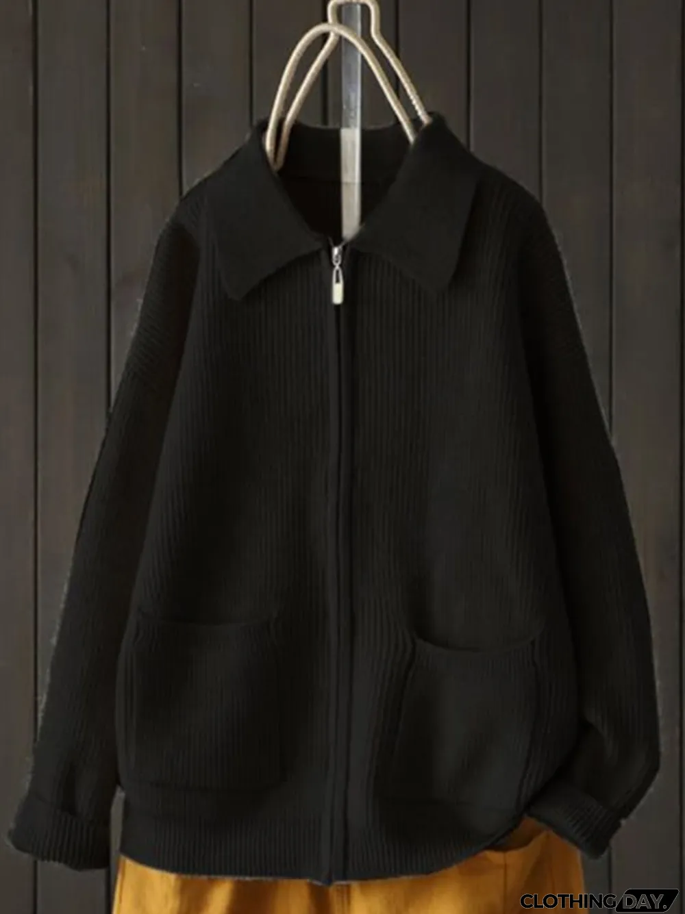 Women's Retro Literary Loose Casual Zipper Cardigan Sweater