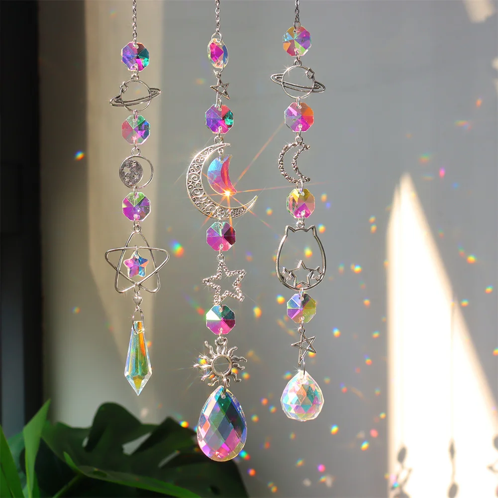 Crystal Wind Chime Prism Catchers Hanging Ornament Curtain Garden Pendant