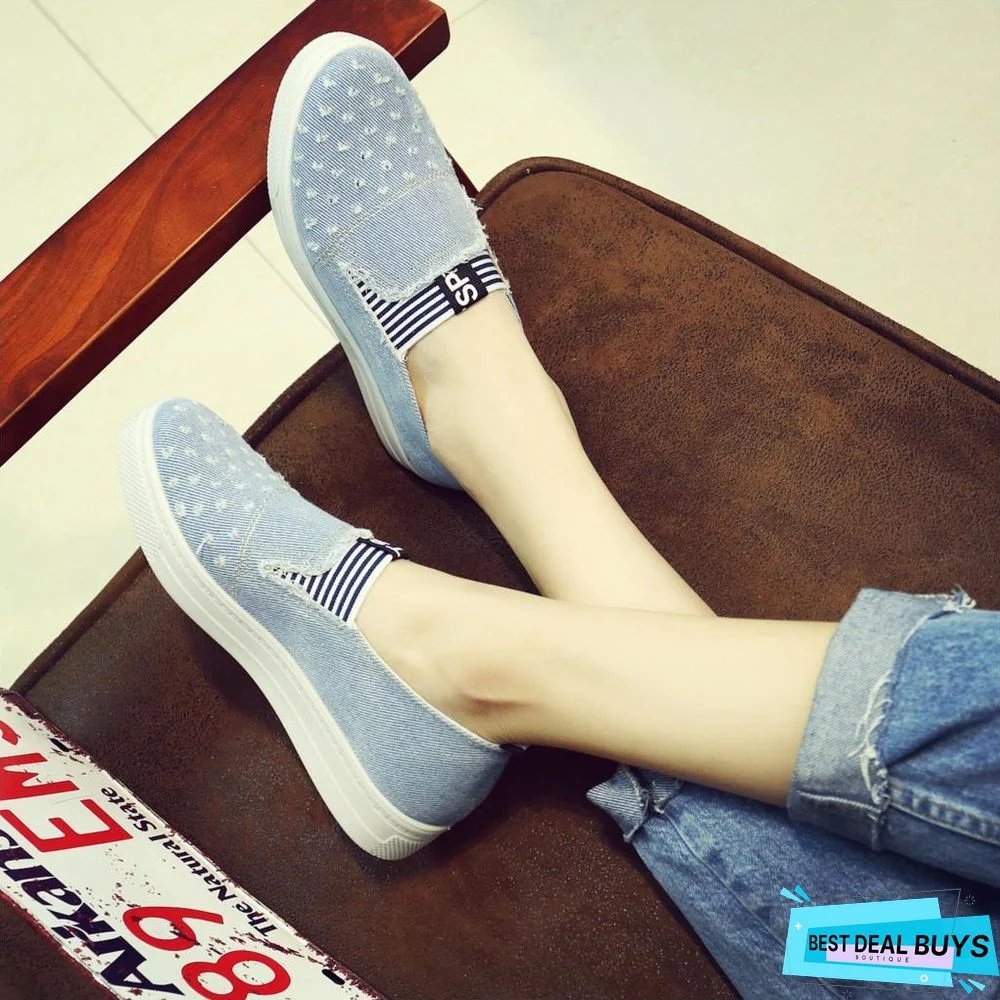 Women Denim Flats Casual Jeans Shoes Soft Flats Shoes