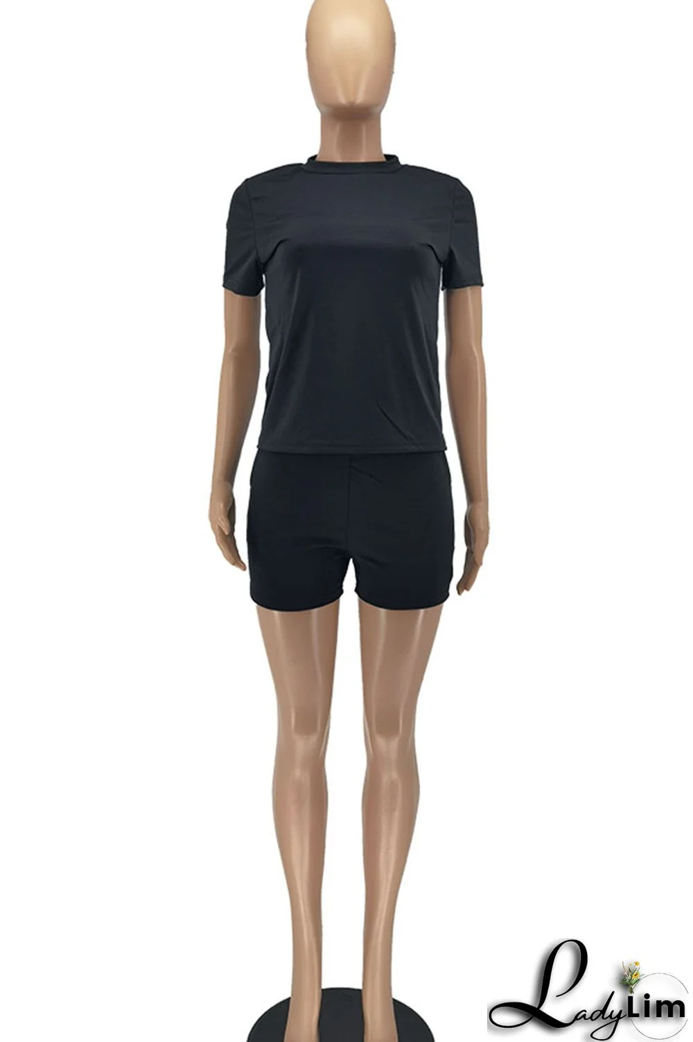 Green Casual Solid Patchwork O Neck Short Sleeve Two Pieces