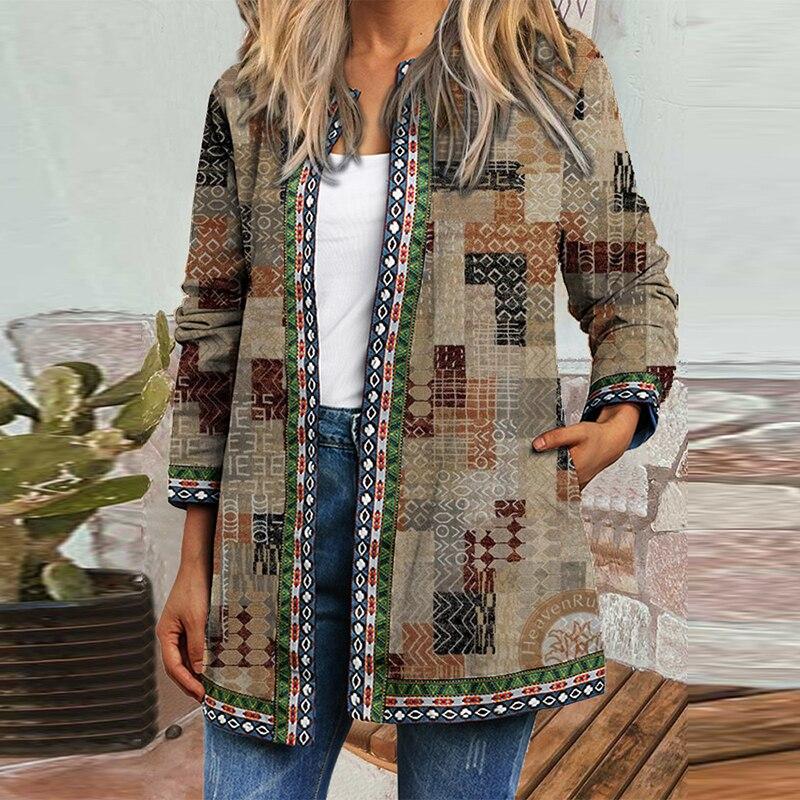  thdmladies Trendy Floral Print Jacket thedmladies