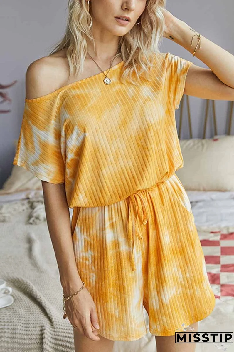 Tie-dye Striped Casual Rompers