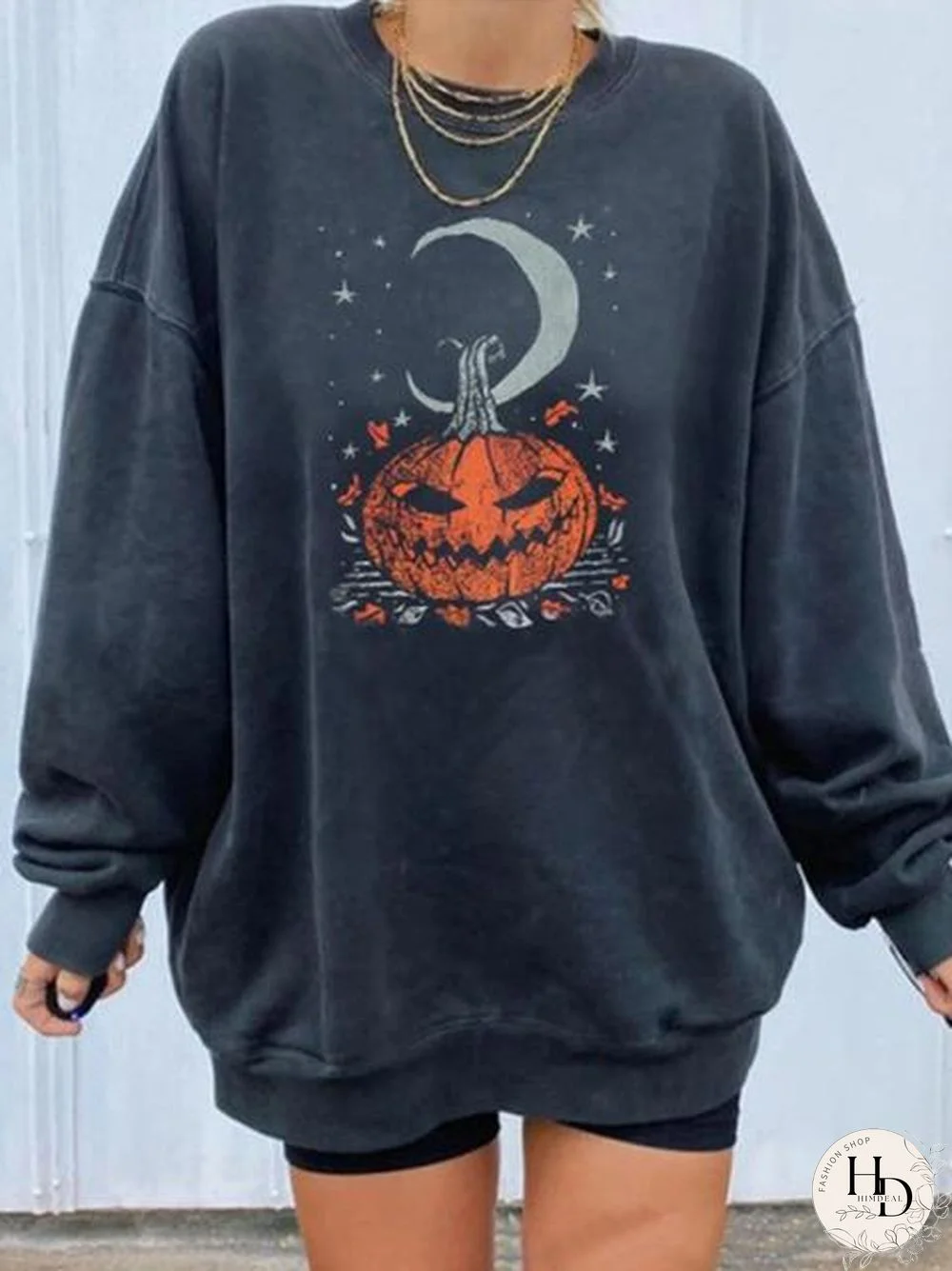 Halloween Pumpkin Star Print Sweatshirt