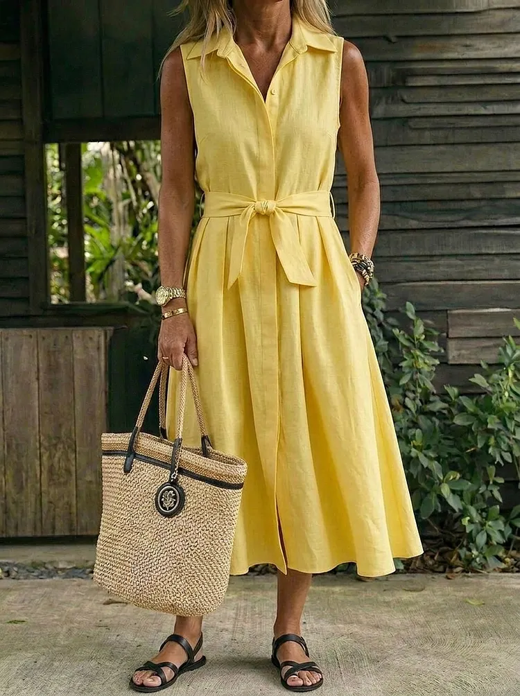 Women&rsquo;s Casual Sleeveless Pocket Cotton Maxi Dress