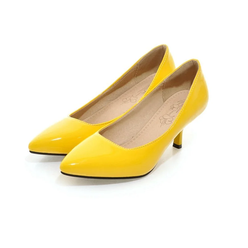 Meotina Women Shoes High Heels Pointed Toe High Heel Shoes Women Pumps White Wedding Heels Footwear Yellow Black Large Size 9 10
