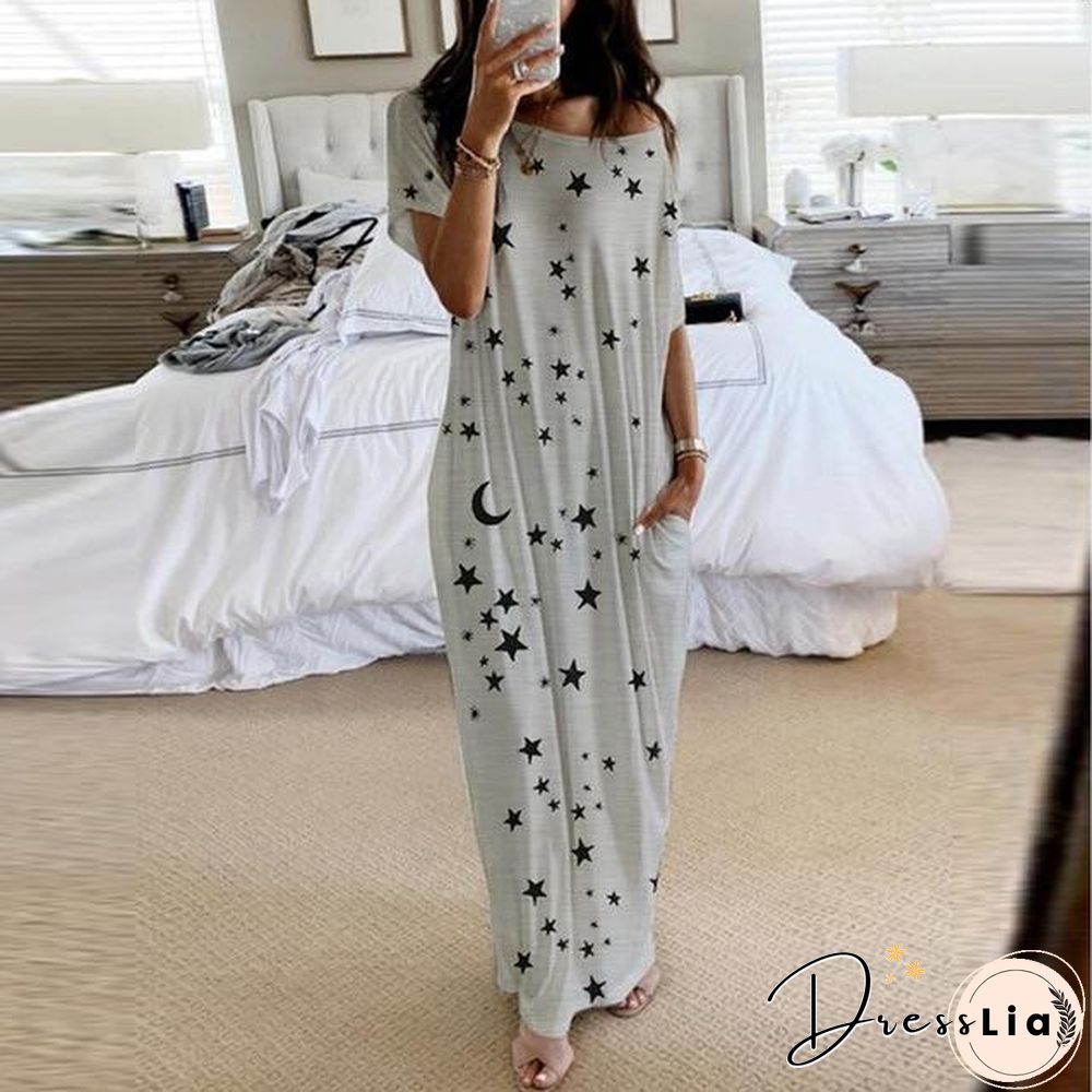 O-Neck Short Sleeve Loose Dress