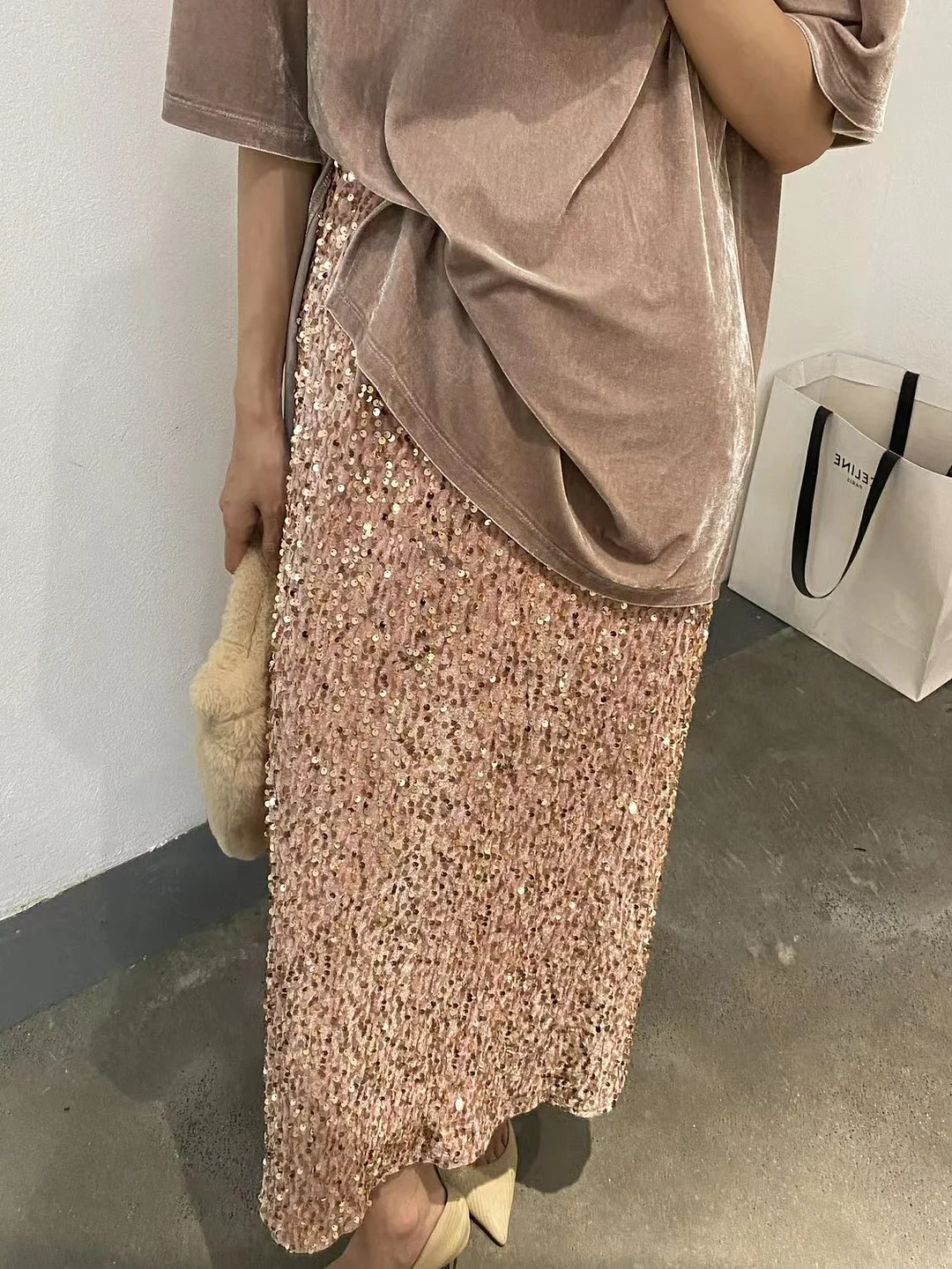 Brownm Brownm New Fashion High-Rise Thin-Skinny Dress Women Tight Waist After Open Elastic Straight Skirt