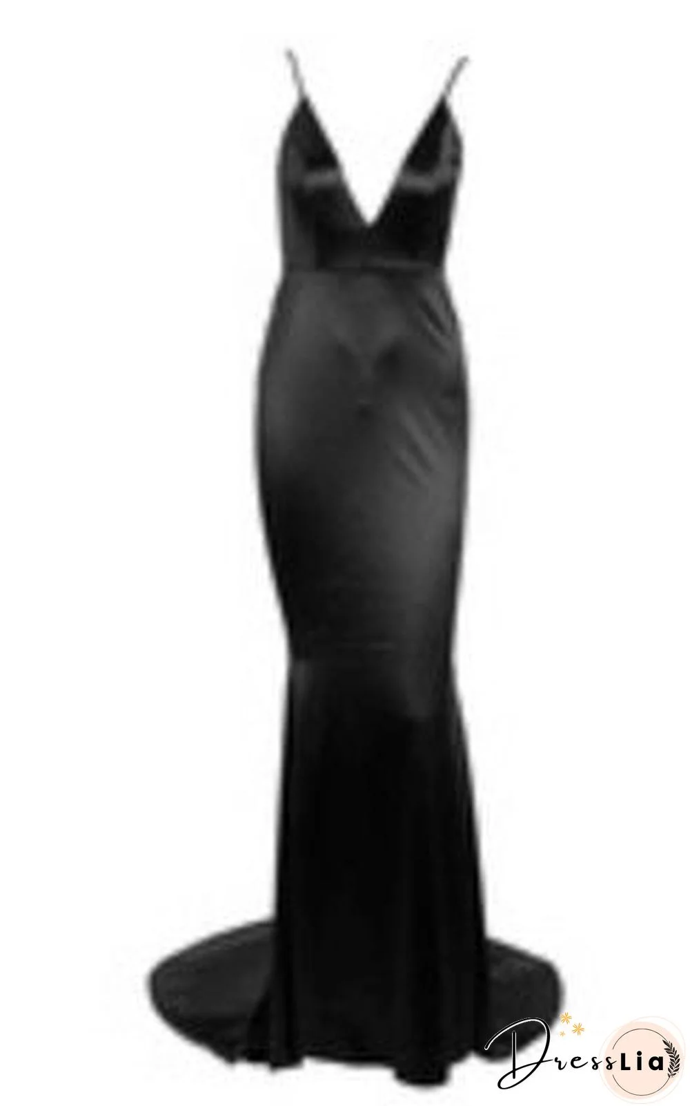 Orange Deep V-Neck Open Back Slim Long Dress LM81222