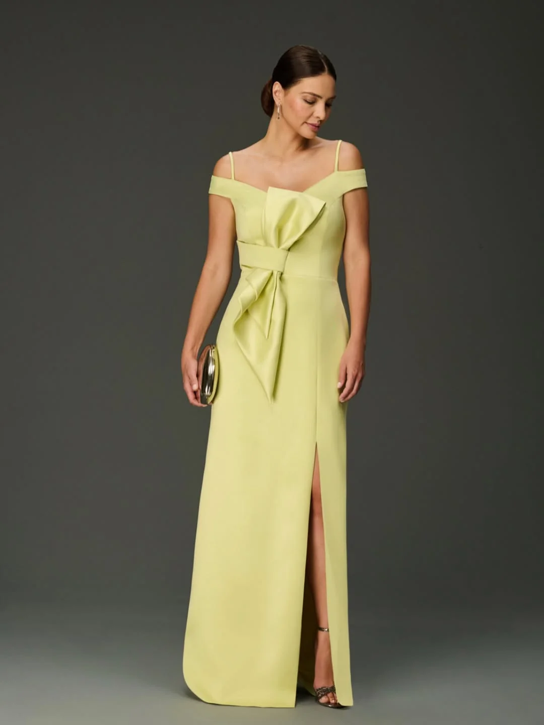 Daisda Sleeveless Spaghetti Straps Prom Dress With Bow