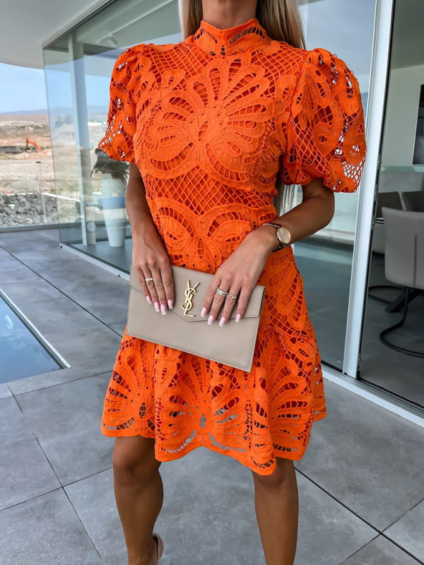 Mature Women Spring And Summer Casual Fashion Lace Panel Shift Dress