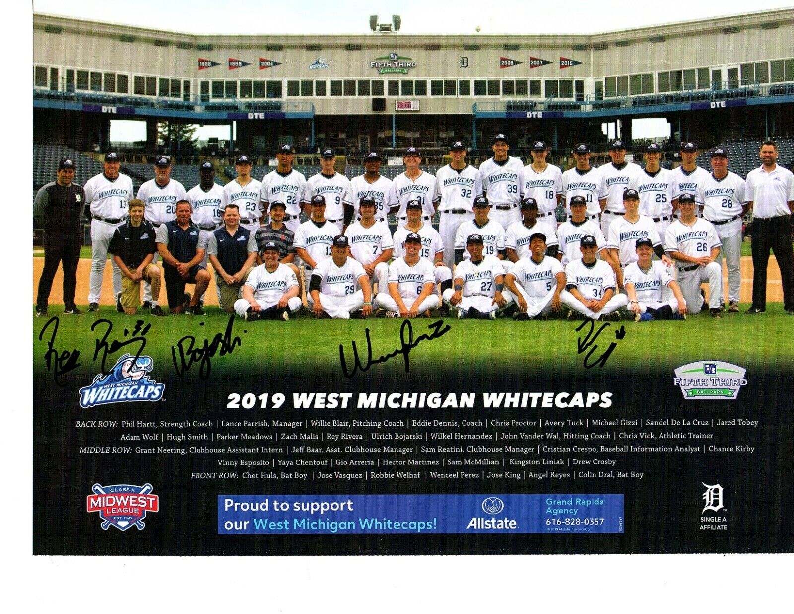 2019 West Michigan Whitecaps team Photo Poster painting Detroit Tigers Low A Wenceel Perez