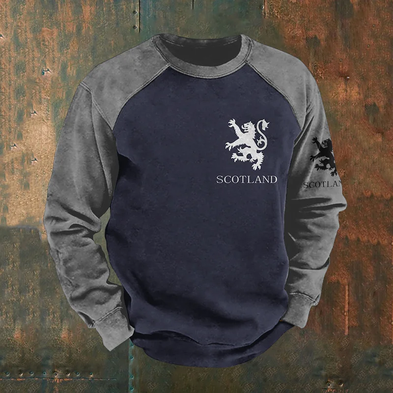 Scotland Print Crew Neck Casual Sweatshirt