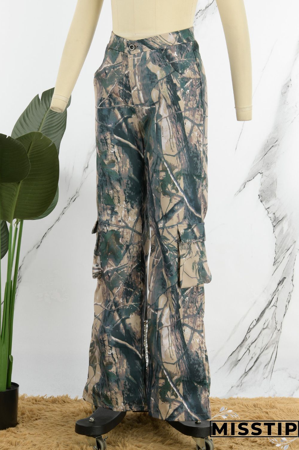 Multicolor Casual Print Patchwork Regular High Waist Conventional Full Print Trousers