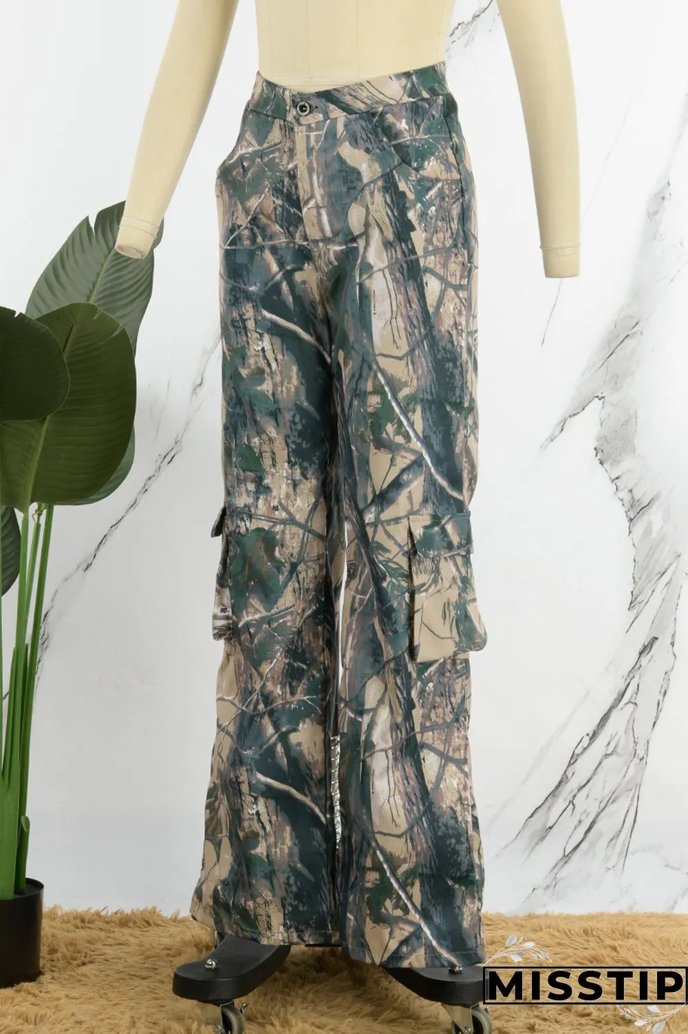 Multicolor Casual Print Patchwork Regular High Waist Conventional Full Print Trousers