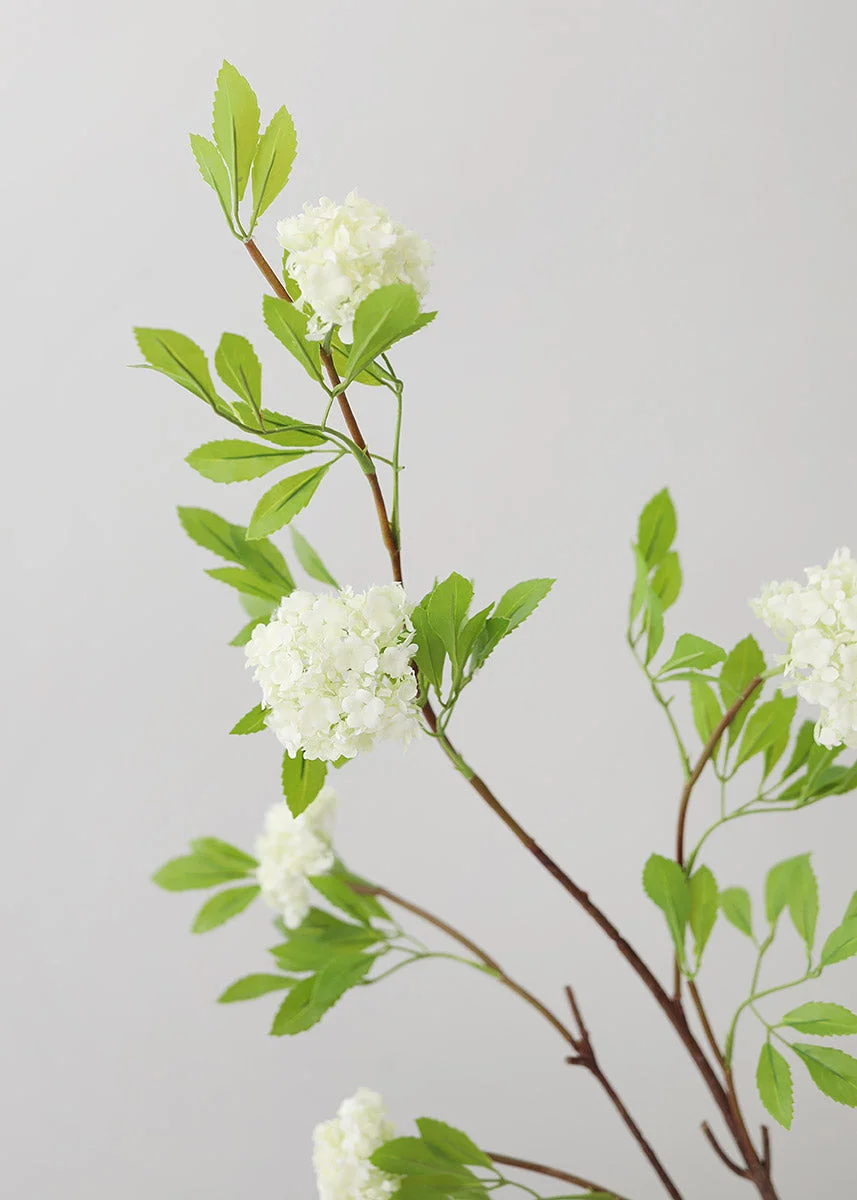 Cream Fake Viburnum Wildflower Branch - 46"