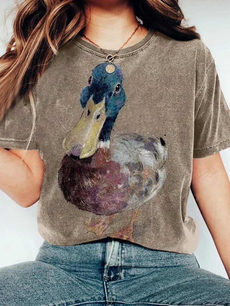 Women's Duck Art Print T-Shirt socialshop