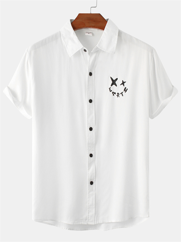 Summer Men's Short-sleeved Shirts Chinese Style Printed Casual Shirt