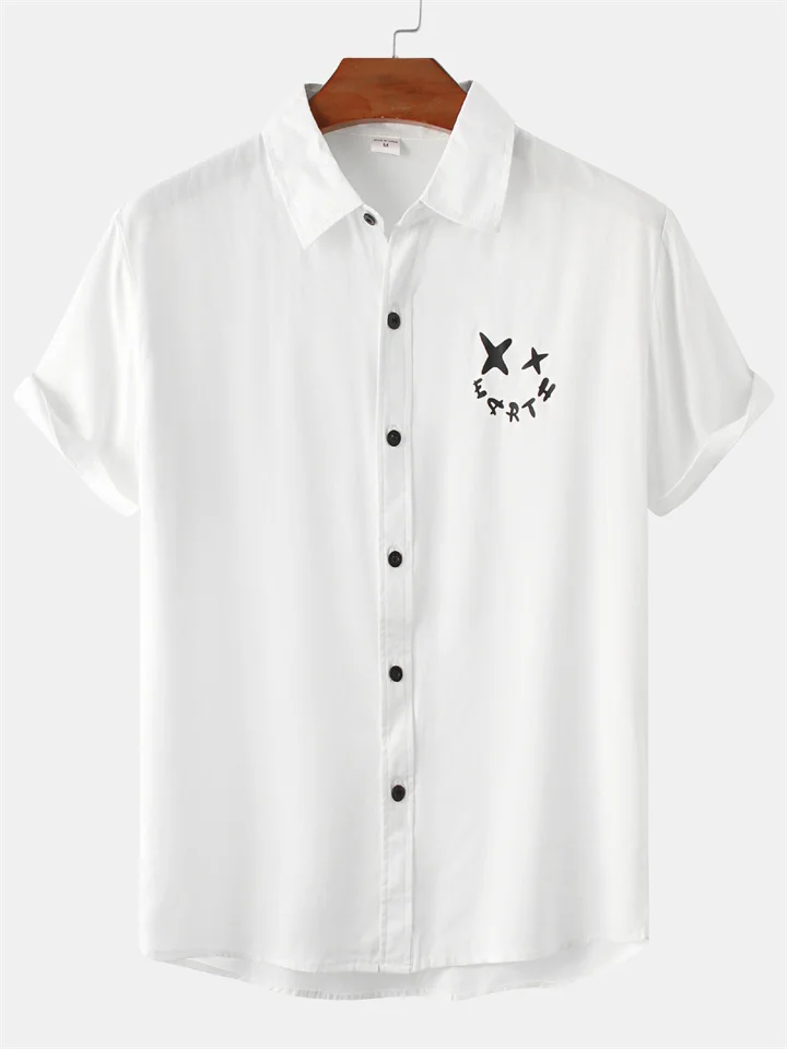 Summer Men's Short-sleeved Shirts Chinese Style Printed Casual Shirt