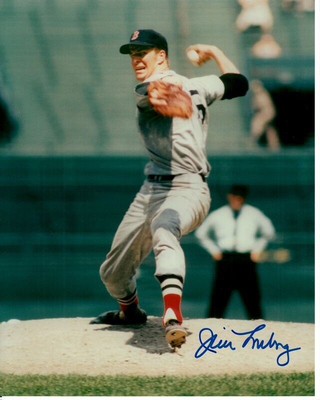 JIM LONBORG signed BOSTON RED SOX PITCHING CLOSEUP 8x10 w/ coa IN-PERSON proof