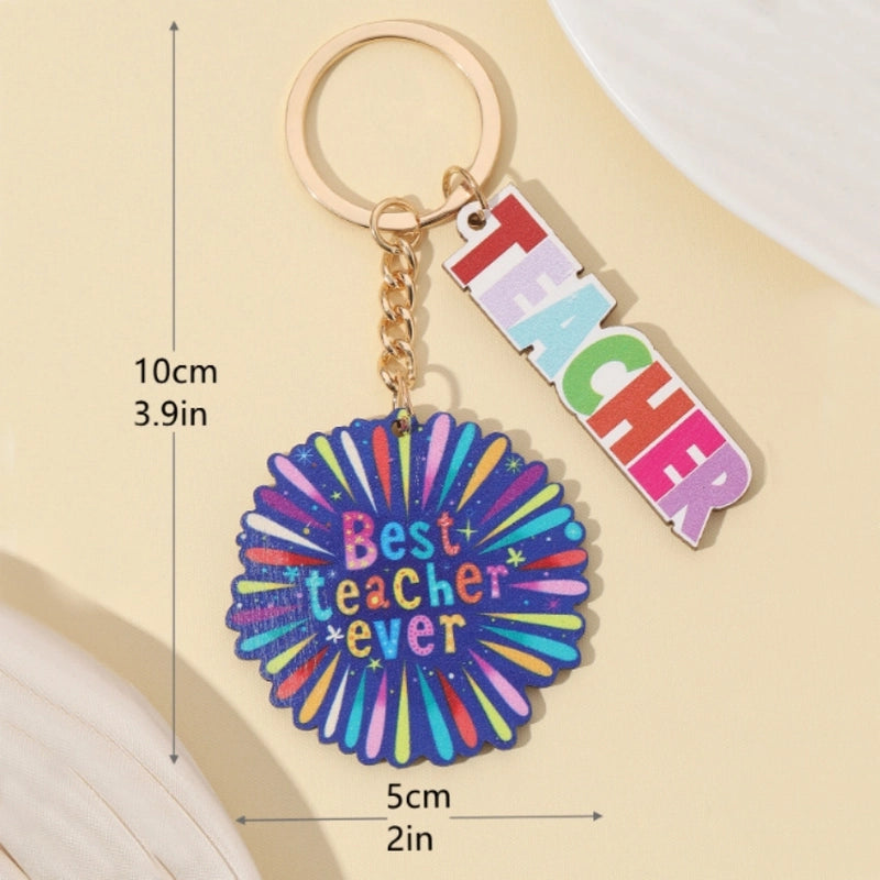 Modern Style Letter Wood Teachers’ Day Unisex Keychain
