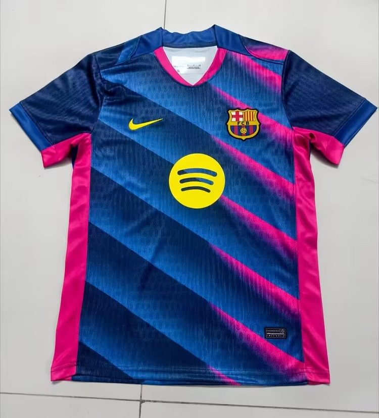 25-26 Barcelona Special Edition Striped Blue and Pink Jersey - Fan Version