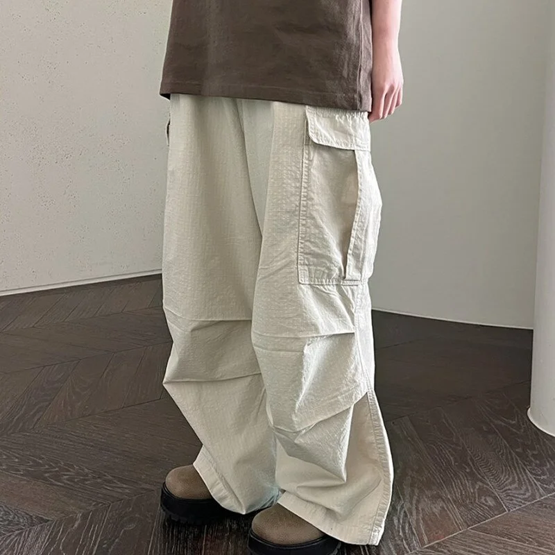 Churchf hirigin Harajuku Low Waist Cargo Pants Pockets Vintage Drawstring Wide Leg Sweatpants Korean Joggers Loose Trousers Streetwear