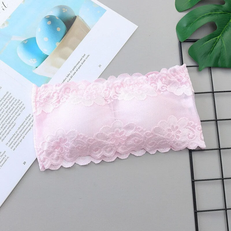 1 piece lace women's sexy bra strapless straps elastic cloth cloth sexy corset to prevent wrapping chest pad underwear lingerie