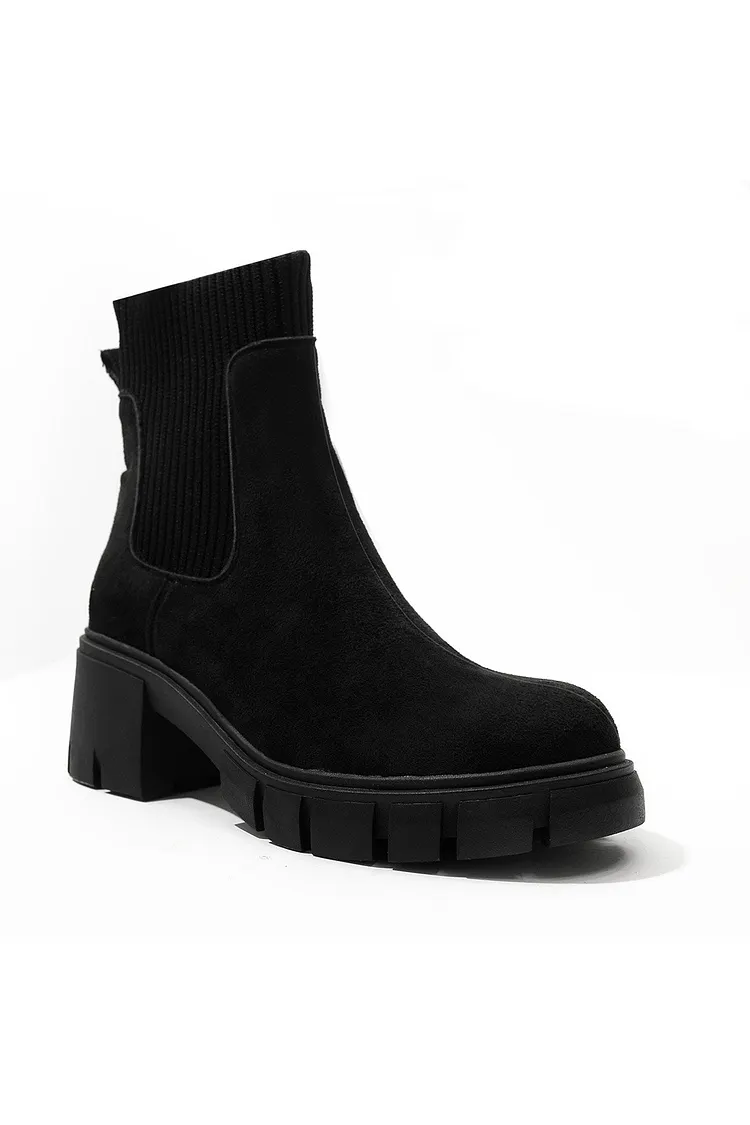 Suede Platform Chelsea Ankle Boots