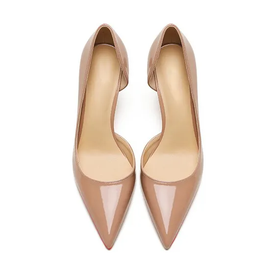 60mm Women's Side Cut-out Closed Pointed Toe Party Daily Red Bottom Pumps-vocosishoes