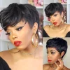 Pixie Wigs 100% Human Hair Short Cut Curly Wig no Lace Wigs