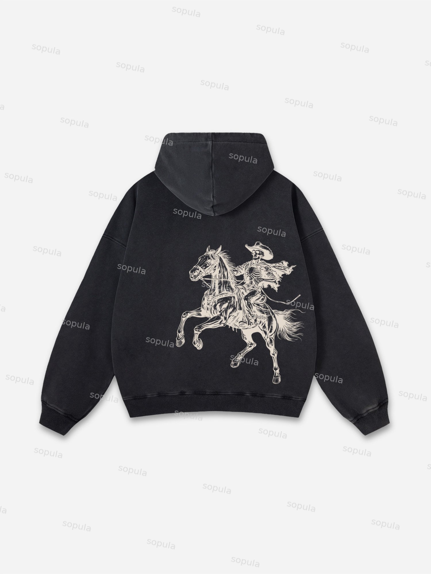 Live Free, Die Hard Western Cowboy Graphic Washed Hoodie - SOPULA
