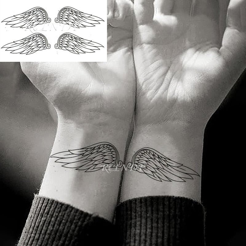 Waterproof Temporary Tattoo Sticker Wings Feather Small Element Fake Tatto Flash Tatoo Hand Arm Chest Art for Kids Men Women