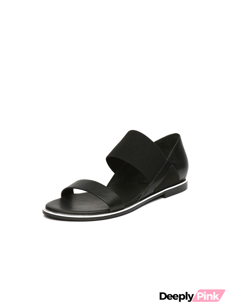 JADY ROSE | STRAP-DETAIL LEATHER SANDAL - BLACK