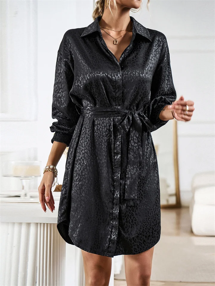 Shirt Dress Women's Fall and Winter Temperament Elegant Commuter Comfortable Casual Long-sleeved Skirt-Cosfine