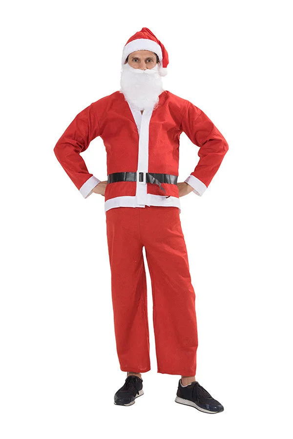 Best Merry Christmas Mens Santa Claus Costume Red-elleschic
