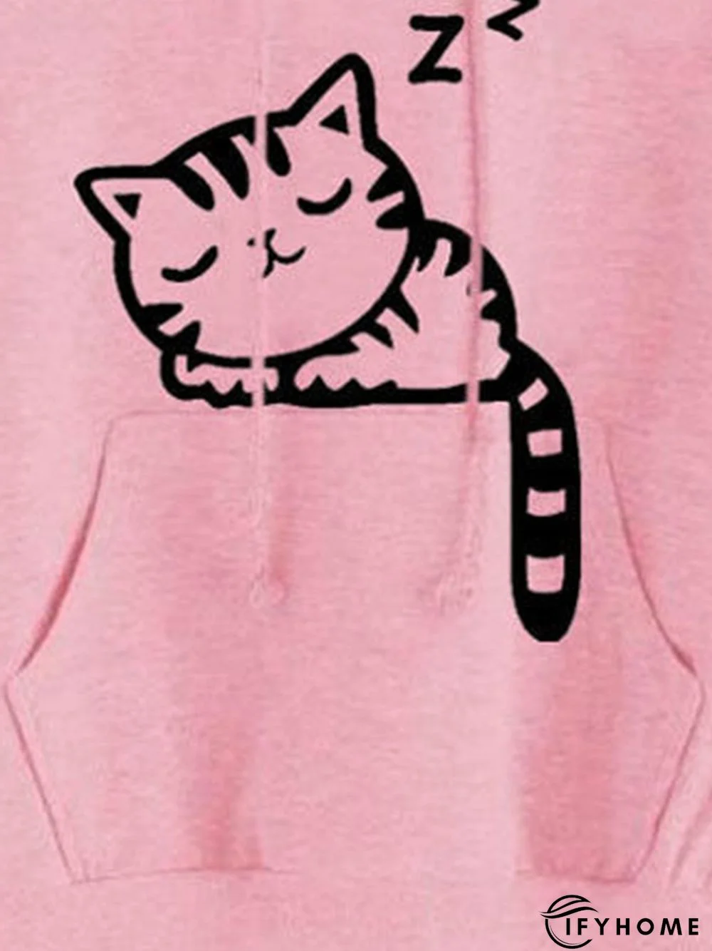 Long Sleeve Cat Printed Hoodie | IFYHOME