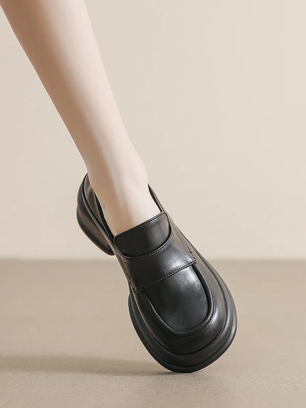 Split-Joint Round-Toe Platform Shoes Loafers
