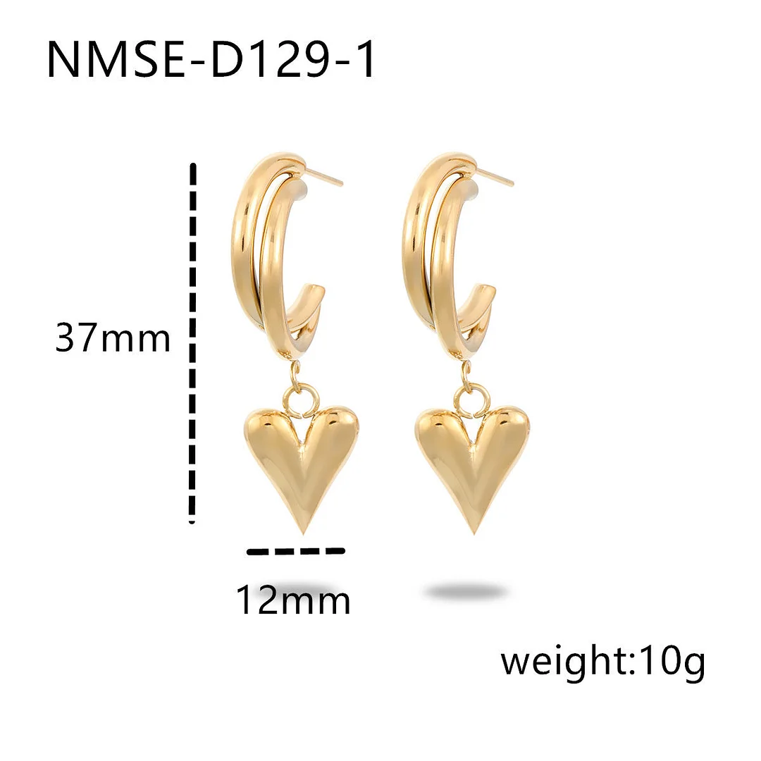 Vintage Golden Titanium Steel Earrings